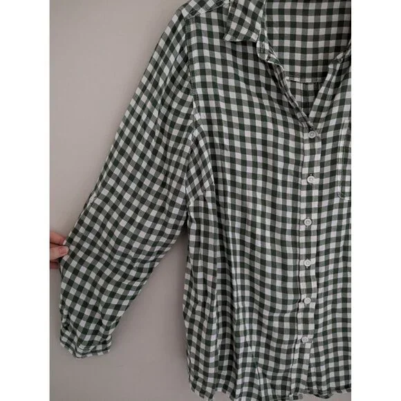BeachLunchLounge Green Gingham Casual Button Up Shirt Size 1X - Picture 3 of 7